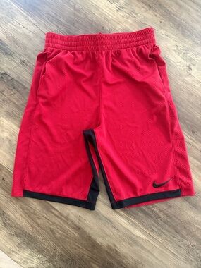Nike Kids Red Mesh Dri-Fit Shorts with Black Accents